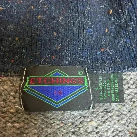 Vintage Etchings Fair Isle Wool Blend Grandpa Men’s Sweater Size XL - Picture 3 of 7